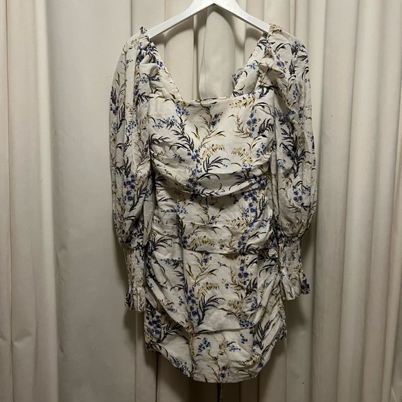 BEC + BRIDGE Lavender Bay Floral Ruched Lace Up Mini Dress US 6 - Picture 9 of 15